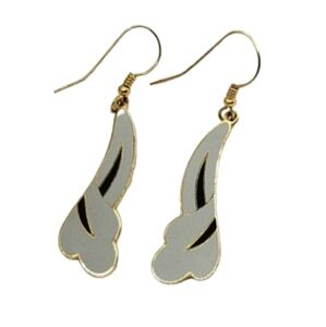 Metal Wavy Abstract Two Tone Dangle Earrings